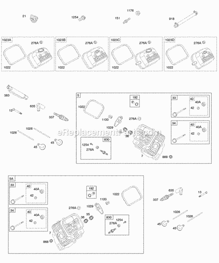 Cylinder Head Valves Diagram and Parts List for 297447-0159-G2  Briggs and Stratton Engine